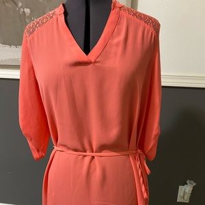 NEW.Large size tangerine colored 3/4 sleeve blouse